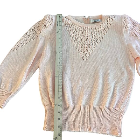 Vintage 70's Peach Vintage Dainty Knit Laura Alyzia Sweater Skirt Set-Size 10 - Picture 6 of 12